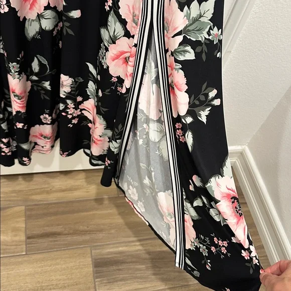 INC International Concepts Black and Pink Floral Maxi Dress - Picture 4 of 10
